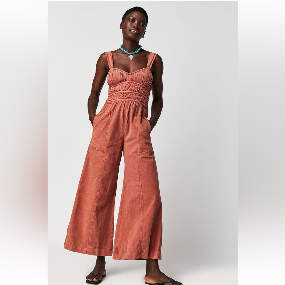 Free People After All Ruched One-Piece sleeveless jumpsuit *sale today*